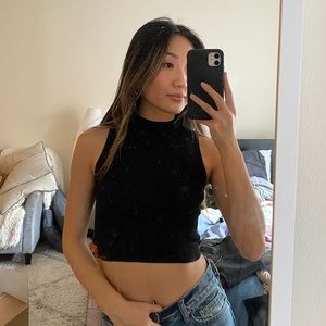 Mock neck black tank